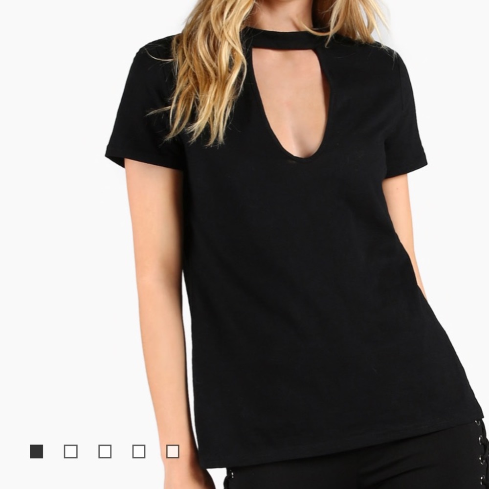 Open Black V-Neck Tee Shirt